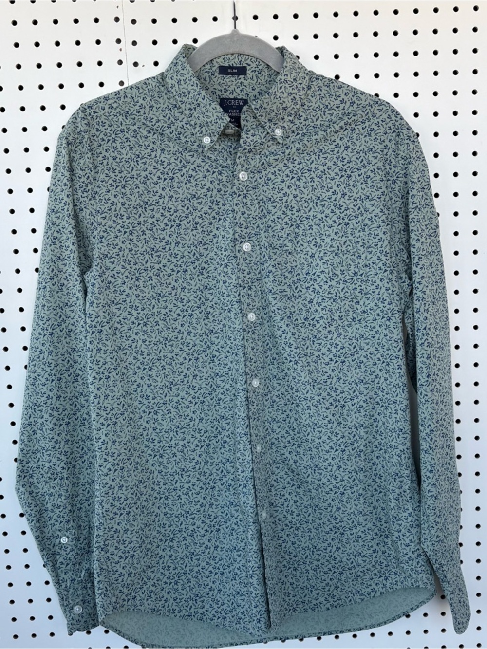 J. Crew Men’s Sage and Blue Floral Button-Down long sleeve Shirt Size M